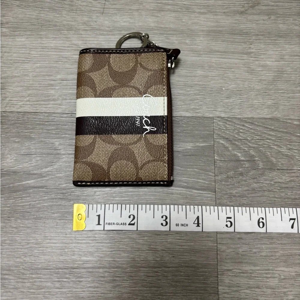 Coach Brown and White Card Wallet